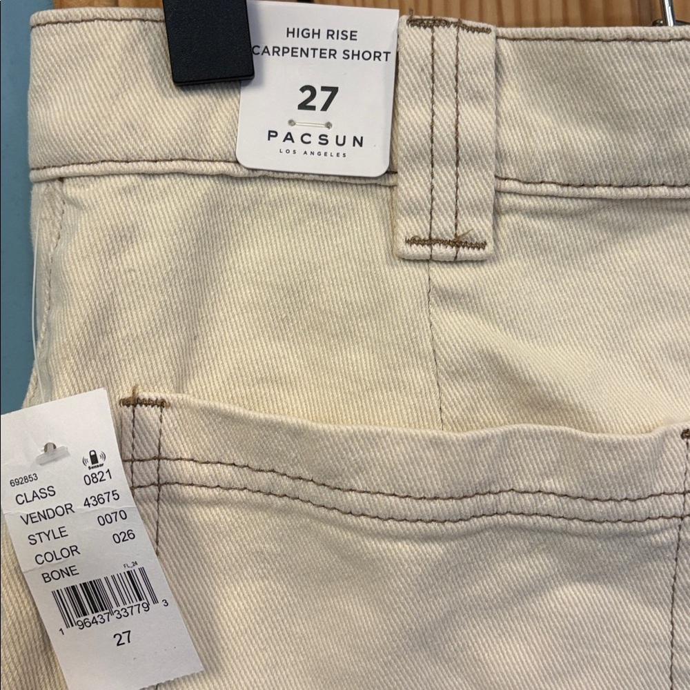 Pacsun Cream High-Rise Carpenter Women’s Shorts Sz 27 NWT - Picture 5 of 6